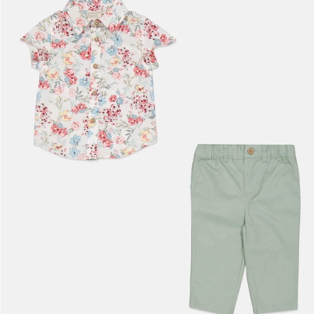 Like new first impressions floral shirt and pant set